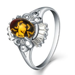 足金鑲嵌與銀鑲琥珀戒指 價格、廠家、圖片全解析